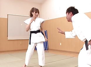 Gorgeous Japanese karate girl decides to do some cock riding
